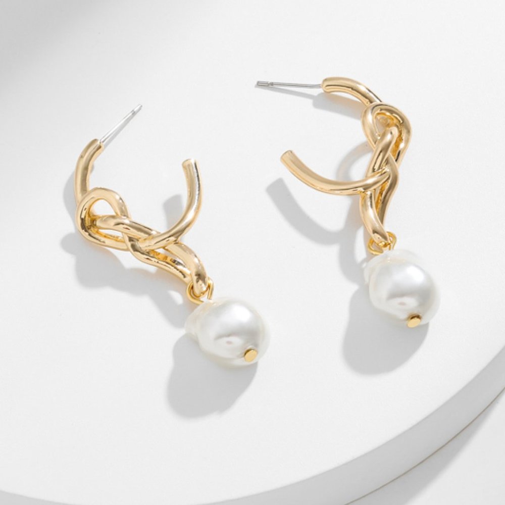 18K Gold Plated Pearl Drop Earrings For Women